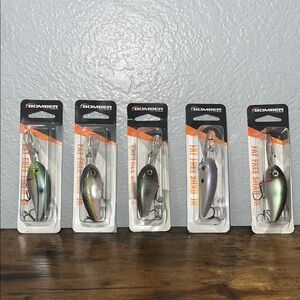 Bomber Fat Free Shad Jr. Crankbait - Assorted Green/Gray 5 pack . NWOT!!!
